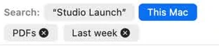 PDF and Last week search filter chips