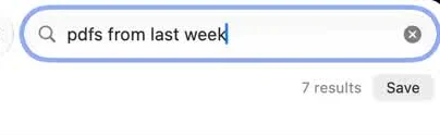 Search input containing PDFs from last week